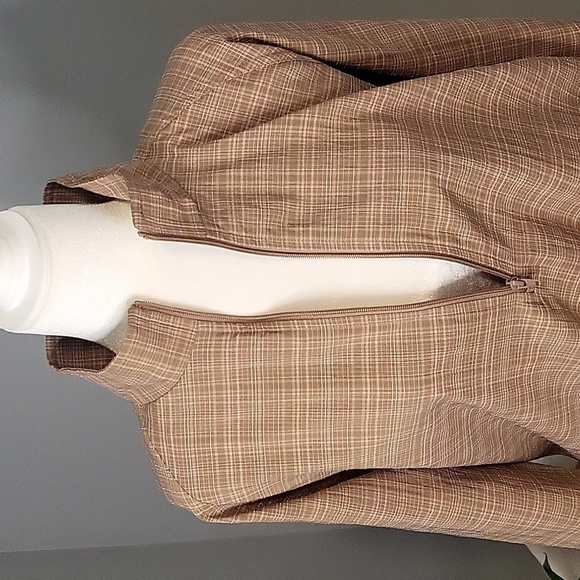 Bette & Court Tan Plaid Pullover 1/2 Zip Elastic Waist Golf Jacket Size S - Picture 5 of 14